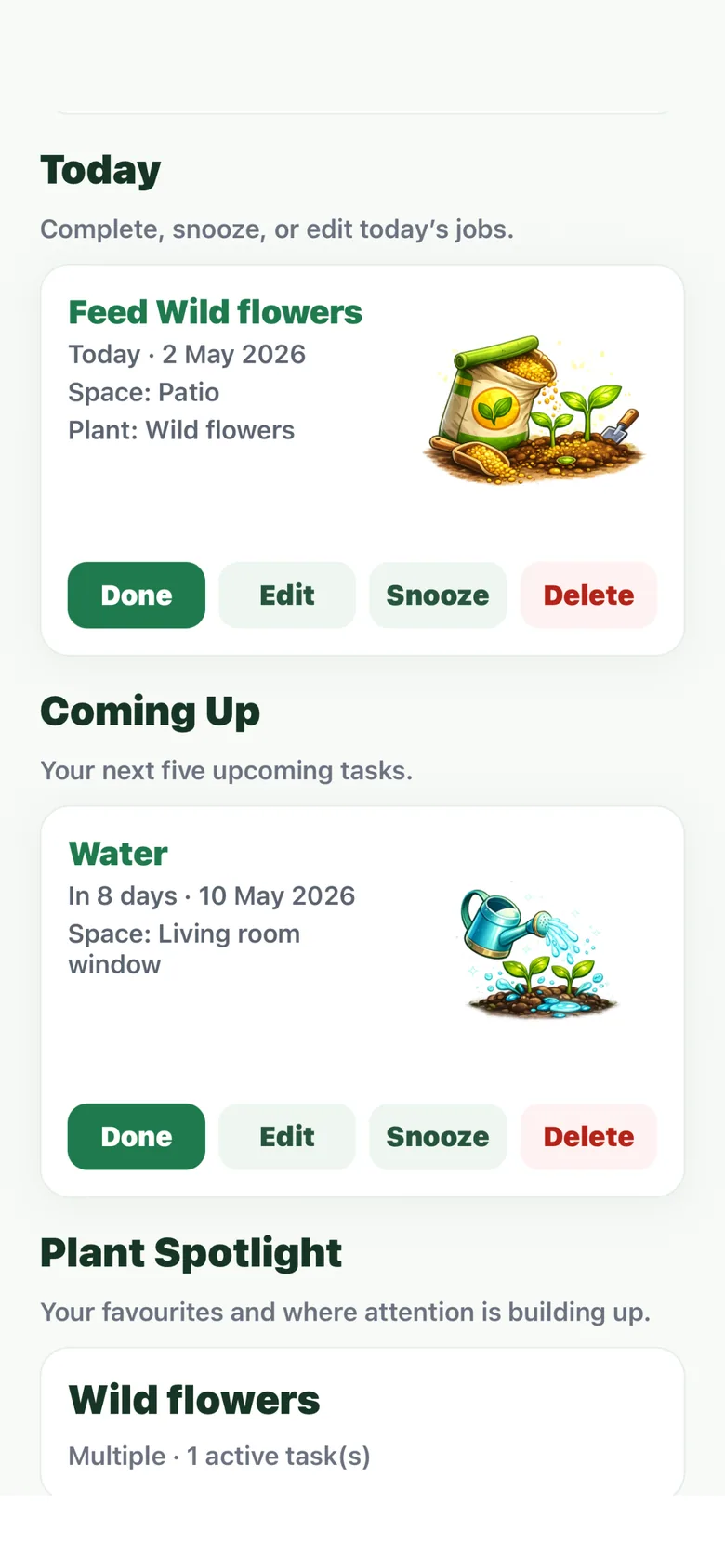 Plotly plant list and garden space details